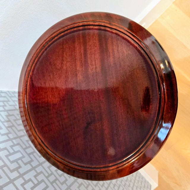 Wood Mid 20th Century Georgian-Style Mahogany Plant Stand With Barley Twist Legs, 2 Drawers & Undershelf For Sale - Image 7 of 12