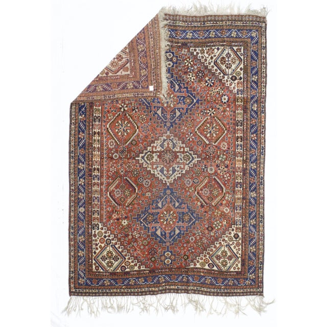 Antique Persian Qashqai Rug 5’10” x 8’4”. The best SW Persian, Fars Province nomadic rugs, mostly in scatter formats....