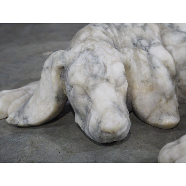 Italian Volterra Alabaster Sleeping Hound Sculpture – Bardiglio Grey, 20th C. For Sale - Image 13 of 14