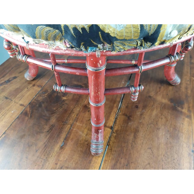 Wood Napoleon III Bamboo Pouf For Sale - Image 7 of 17