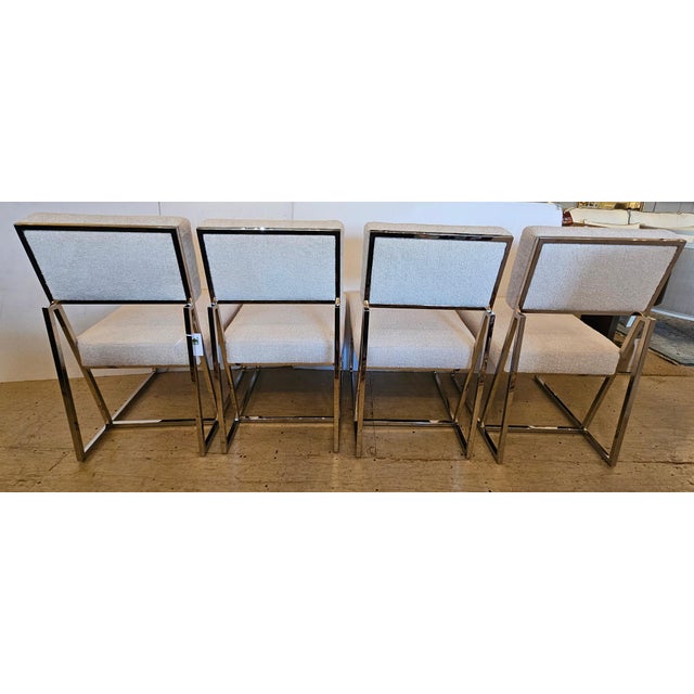 Metal Bernhardt Chrome & Upholstered Dining Chairs -Set of 4 For Sale - Image 7 of 15
