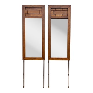 Dixie Brutalist Walnut Dressing Mirrors- A Pair For Sale