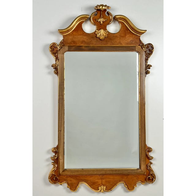 Wood Late 20th Century La Barge Georgian Style Mirror With Distressed Gilt Accents For Sale - Image 7 of 7