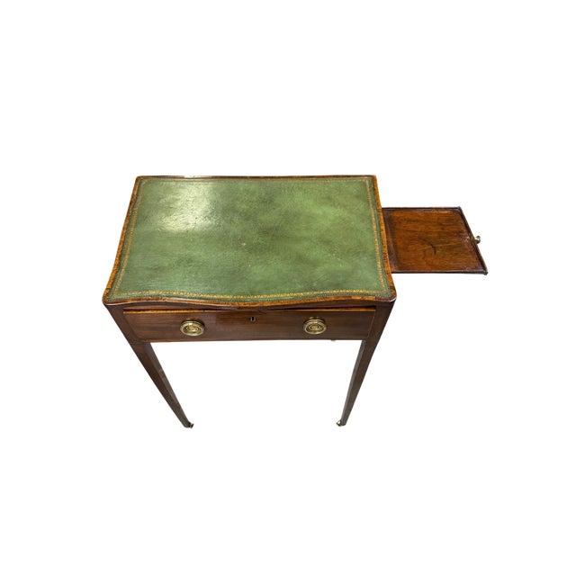 Early 20th Century English Georgian Mahogany Writing Table With Leather Top and Slide For Sale - Image 4 of 6