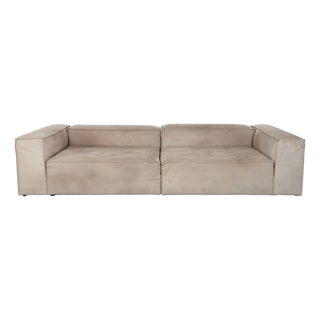Grey Sand Leather Cosima Four-Seater Sofa from Bolia For Sale