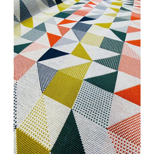 Pollack Jockey Derby Navy Olive Off White Orange Abstract Geometric Water & Stain Resistant Upholstery Fabric For Sale - Image 4 of 5