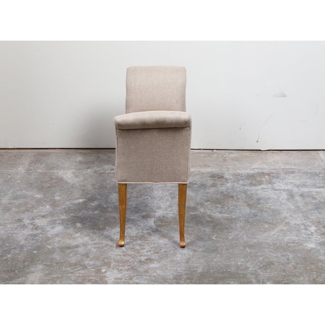 French Mid 20th Century Giltwood Bench with Saber Legs and New Upholstery For Sale - Image 9 of 9