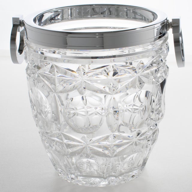 Metal Art Deco Chrome and Crystal Champagne Ice Bucket by Alois Straszak for Le Crabe For Sale - Image 7 of 14