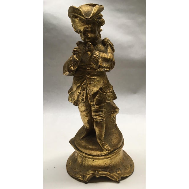 Gold French 19th Century Figural Boy Gilt Gold Ceramic Bud Vase For Sale - Image 8 of 10
