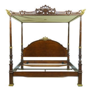 Maitland Smith King Size Mahogany Canopy Bed For Sale