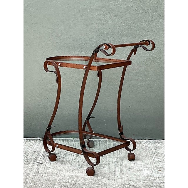 Vintage Glass and Metal Bar Cart For Sale - Image 10 of 12