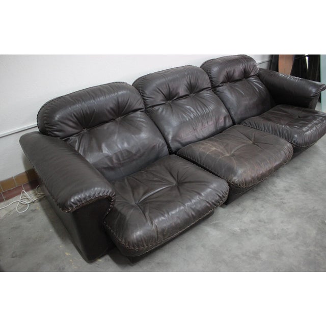 Adjustable DS-110 Three-Seater Sofa in Leather from De Sede, 1970s For Sale - Image 13 of 15