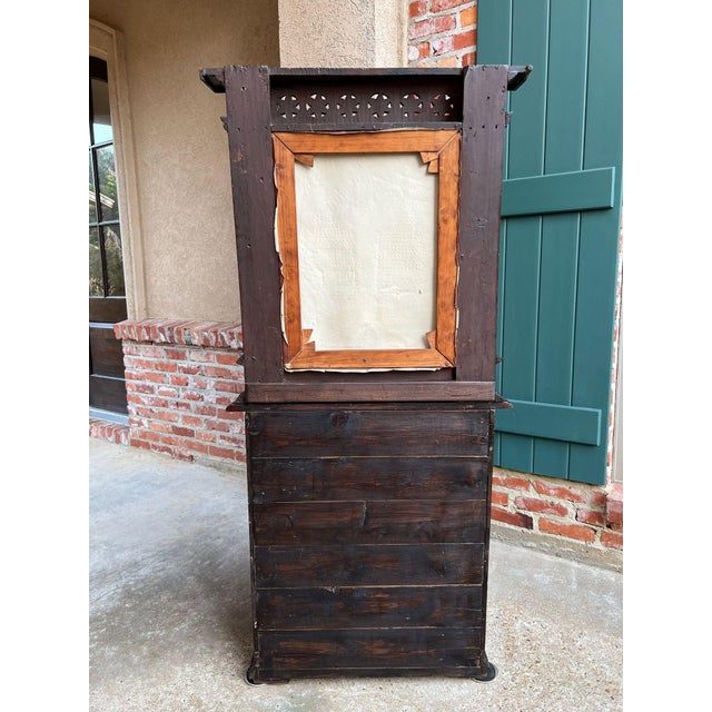 Antique French Gothic Devotional Cabinet Religious Painting Carved Oak Kneeler For Sale - Image 12 of 18