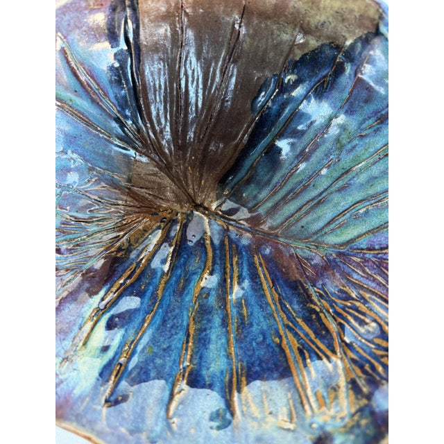 Mid 20th Century Signed Footed Studio Pottery Bowl With Leaf Designs For Sale In Miami - Image 6 of 9