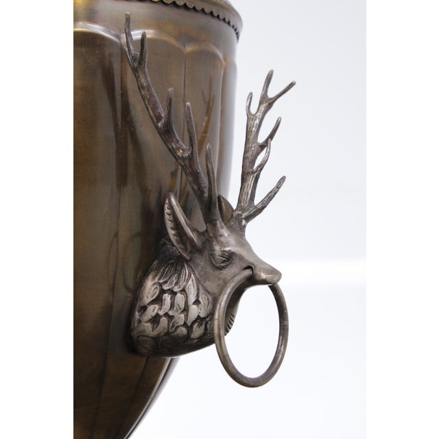 Pair of Vintage Brass Trophy Lidded Deer Urns For Sale - Image 13 of 14