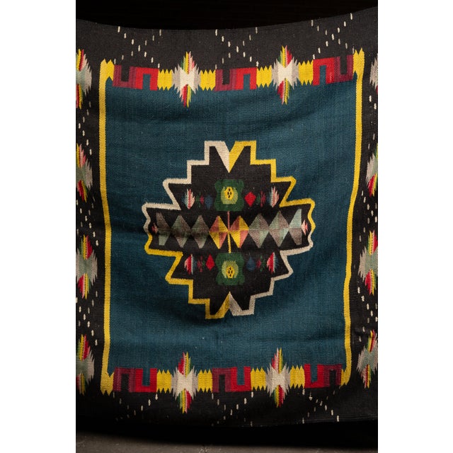 Mexican Vintage Southwest Motif Mexican Serape Throw For Sale - Image 3 of 8
