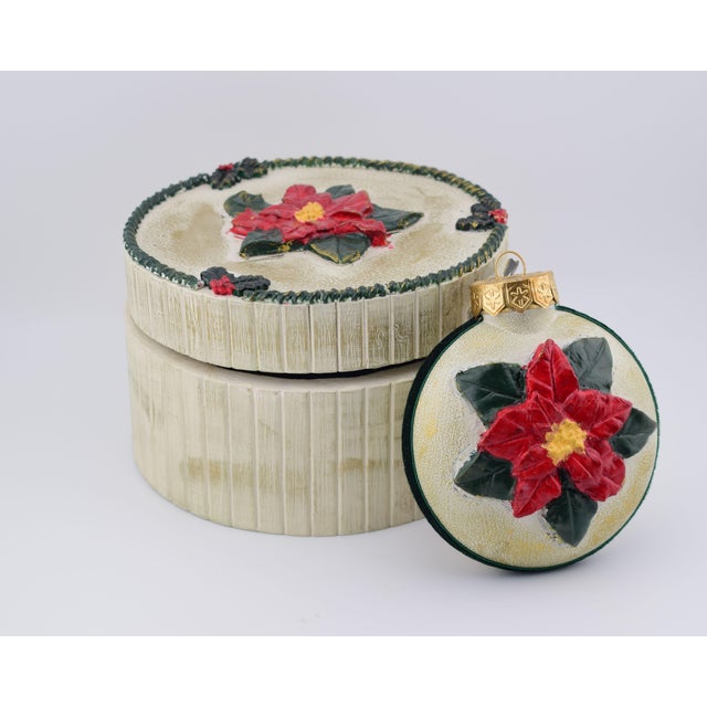 Wood Wooden Box With Medalion Christmas Ornament ‘Noël’ For Sale - Image 7 of 7