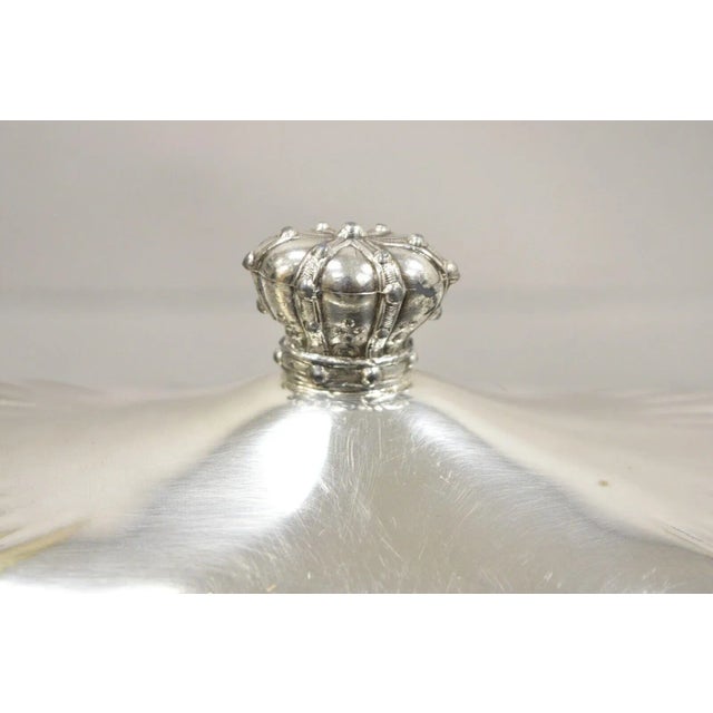 Victorian Mid 20th Century Vintage Coronet Silver Victorian Silver Plated Covered Butter Dish Crown Handle For Sale - Image 3 of 11