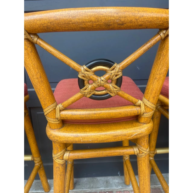 Brown Set of Five McGuire Bar Stools For Sale - Image 8 of 9
