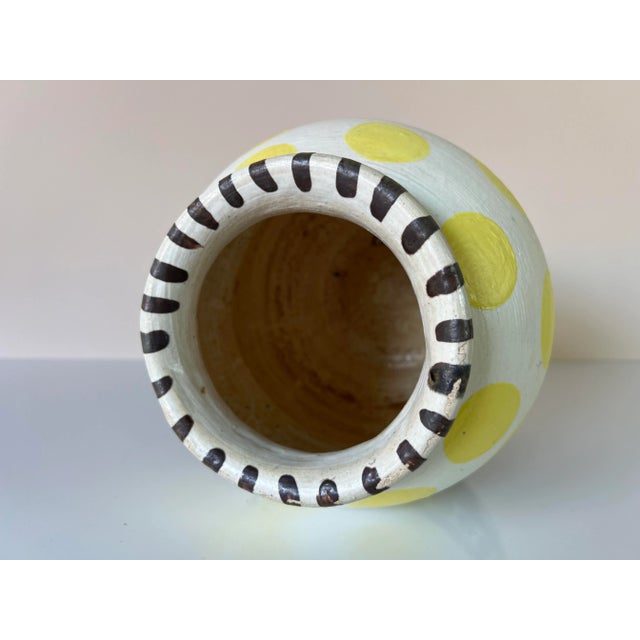 Yellow Vintage Hand Painted Studio Pottery Vase For Sale - Image 8 of 11