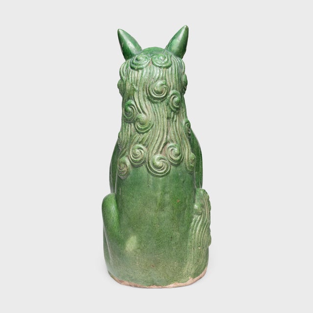 Antique Chinese Green Glazed Mythical Protector, 19th Century For Sale - Image 4 of 6
