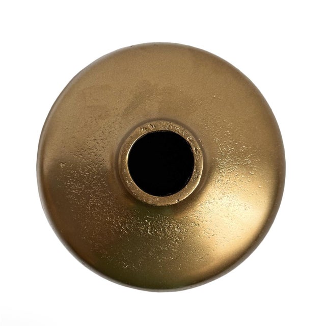 Brass finish modern metal small decorative vase / pot. Rounded gumdrop shape. Wonderful displayed in groupings on on its...