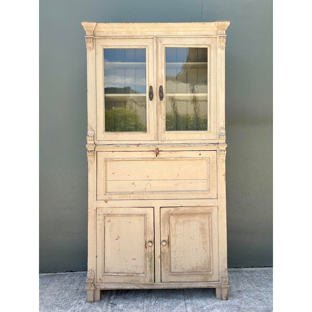 Vintage Distressed Drop Front Secretary Cabinet For Sale - Image 4 of 12