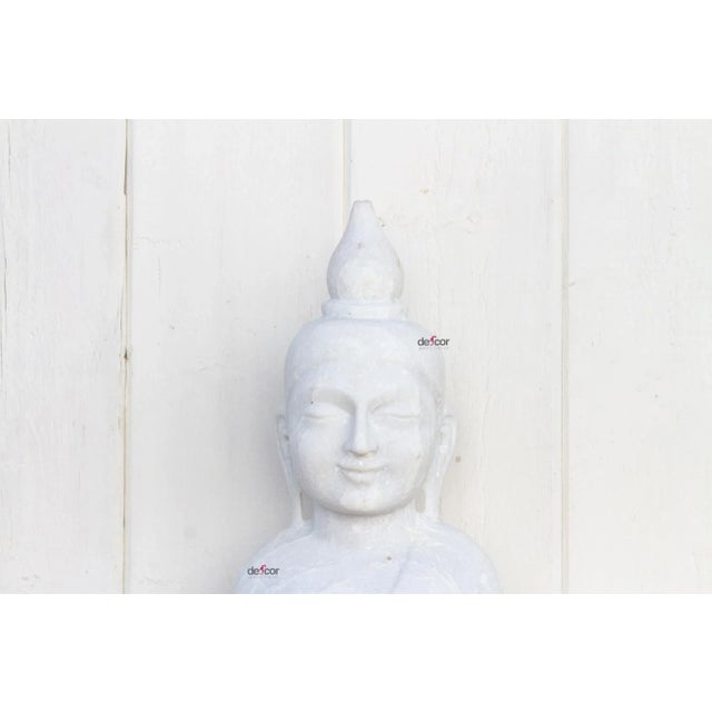 Tall Burmese Vayrasana Marble Buddha For Sale - Image 4 of 13