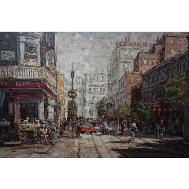 1970s European Street Artist Signed Oil Painting on Canvas For Sale - Image 5 of 12