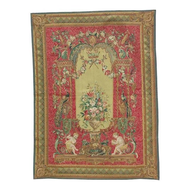 Vintage Tapestry Depicting Children Playing Music For Sale - Image 9 of 9