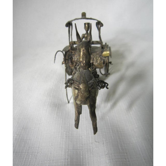 Tribal Antique Djokja Indonesian Silver Carriage With Horse For Sale - Image 3 of 6