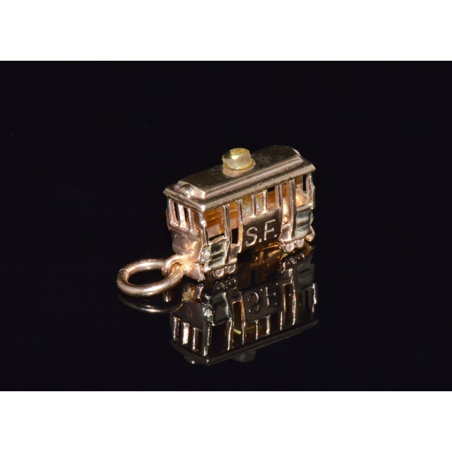 Art Deco Vintage 14k Gold San Francisco Cable Car Charm Pendant – 3d Tram Design For Sale - Image 3 of 7