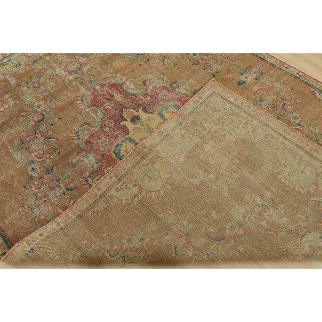 Tabriz Rug 7’7” X 10’7” Brown Wool Vintage Distressed Hand-Knotted Carpet For Sale - Image 14 of 15