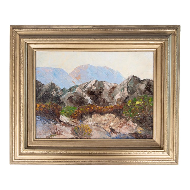 Vintage Impasto Mountains Landscape Oil Painting, Signed For Sale