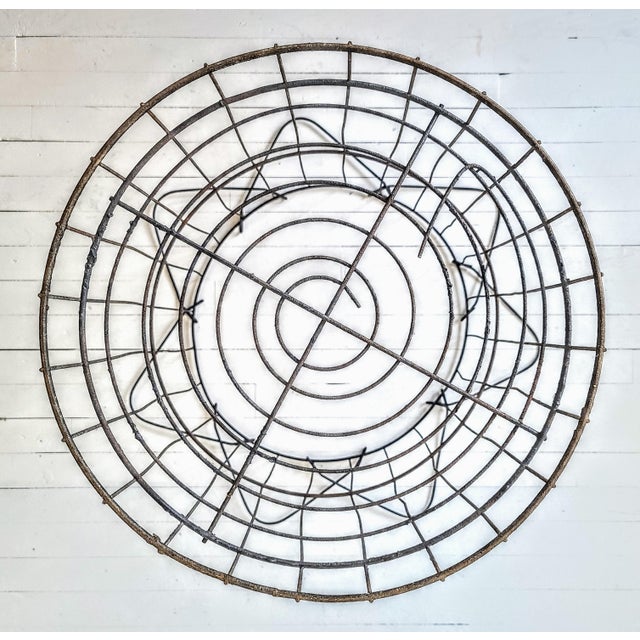 Large Vintage 1920s Industrial Wire Trash Basket For Sale - Image 4 of 8