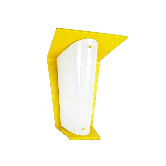 Mid-Century Italian Yellow Metal and Opaline Glass Sconce For Sale - Image 9 of 9