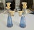 Pair of Murano Italian Venetian art glass Angel candleholder figurines. The color of the glass is combination blue and...