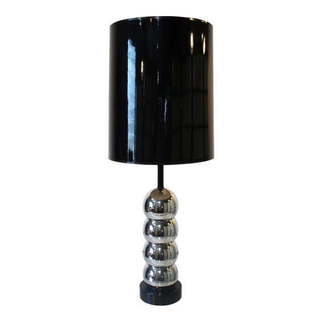 George Kovacs Chromed Stacked Ball Table Lamp For Sale