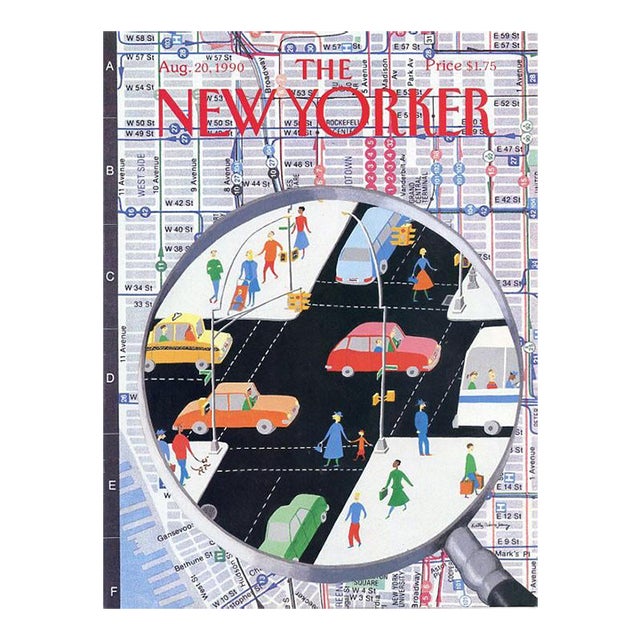 1990 Original New Yorker Magazine Cover by Kathy Osborn Young, August 20, Midtown New York City For Sale