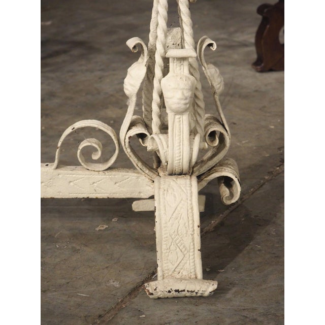 Large Antique French Wrought Iron Château Fireplace Landier Screen, Circa 1890 For Sale - Image 11 of 18
