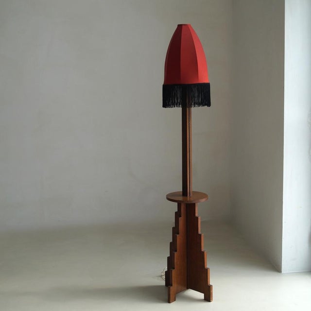 Dutch Amsterdamse School Art Deco Floor Lamp in Oak and Macassar Ebony, 1920s For Sale - Image 3 of 13