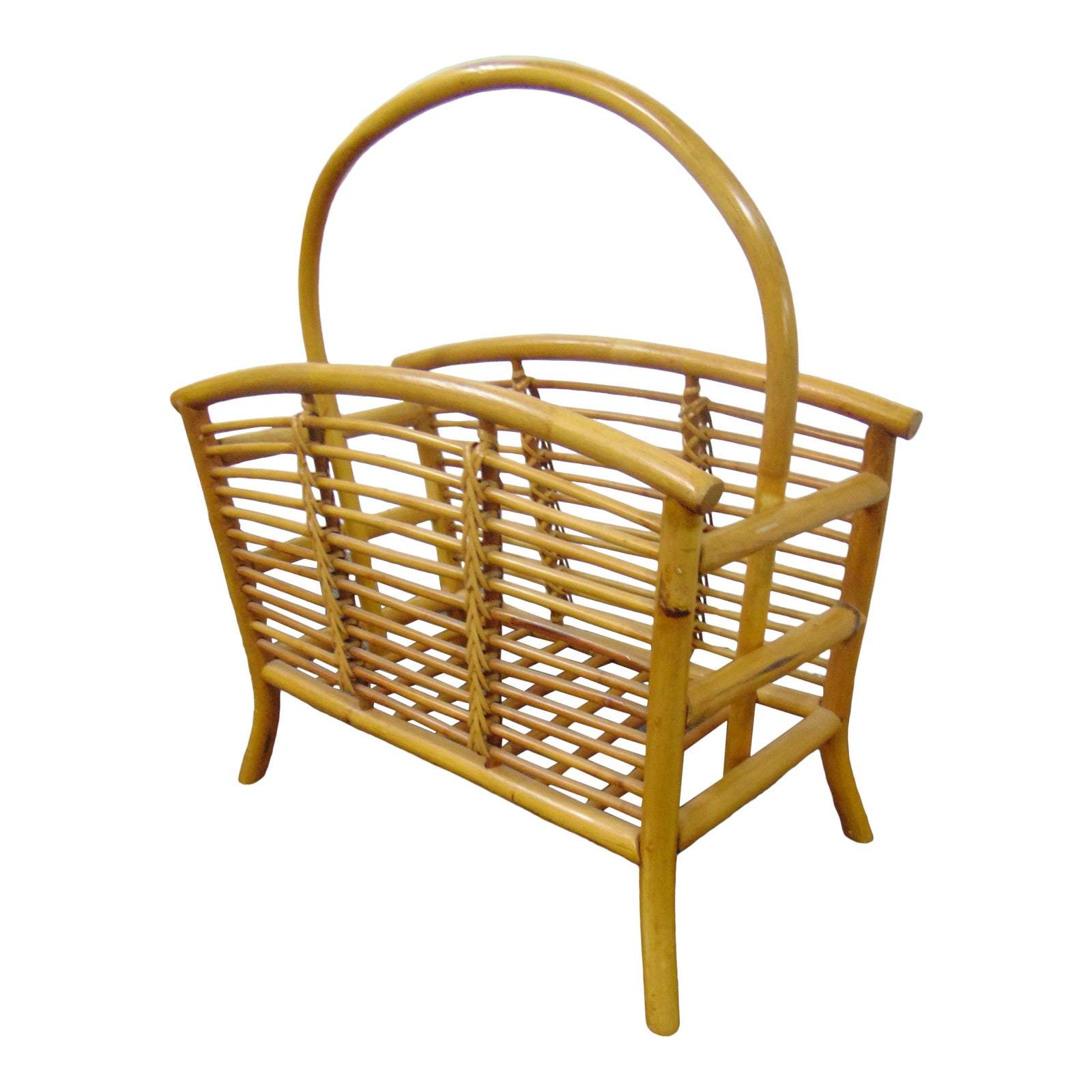 Mid-Century Modern Bamboo Magazine Rack | Chairish