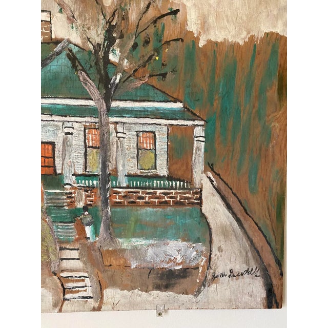 1960s Folk Art Architectural Painting by Jimmy Lee Sudduth For Sale - Image 4 of 13