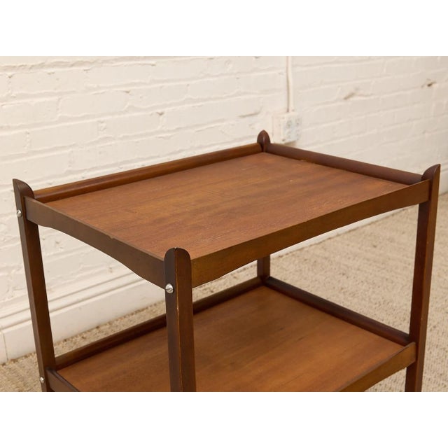 Vintage Mid-Century Modern Two-Tier Wood Bar Cart For Sale In Los Angeles - Image 6 of 12