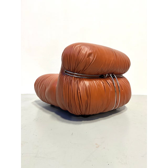 Vintage Italian Soriana Chair in Original Cognac Leather by Afra & Tobia Scarpa for Cassina, 1960s For Sale - Image 17 of 18