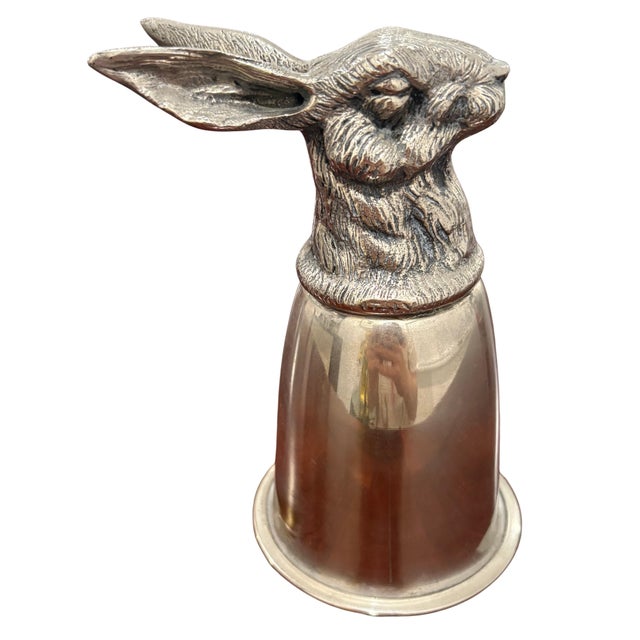 Traditional Vintage Gucci Silver-Tone Rabbit Hare Head Stirrup Cup For Sale - Image 3 of 8