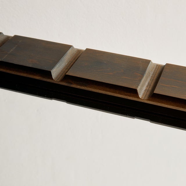 Large pinewood framed mirror from the 1970s. with some surface scratches, stains and wear on the wooden and mirror parts.