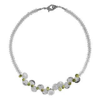 Ajd 17 Inch Sparkling Crystal and Peridot Necklace For Sale