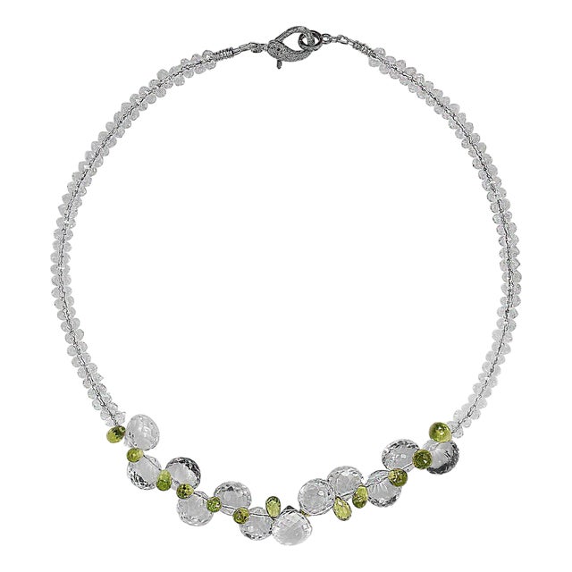 Ajd 17 Inch Sparkling Crystal and Peridot Necklace For Sale