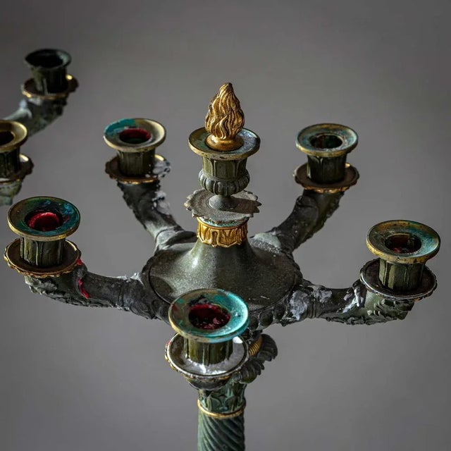 1st Half 19th Century Bronze Candleholders, Set of 2 For Sale - Image 5 of 10